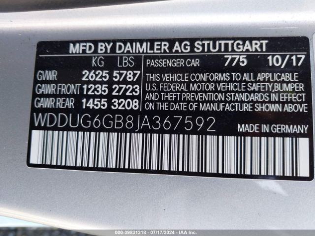 WDDUG6GB8JA367592 Mercedes-Benz S 450 4matic