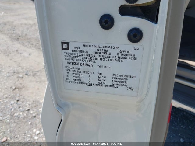 2005 CADILLAC ESCALADE 1GYEC63T95R156279 Photo 8