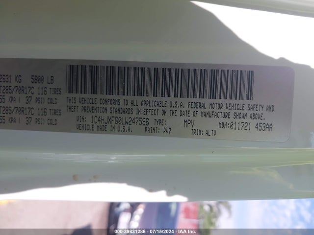 1C4HJXFG0LW247596 Jeep Wrangler Unlimited Rubicon 4x4