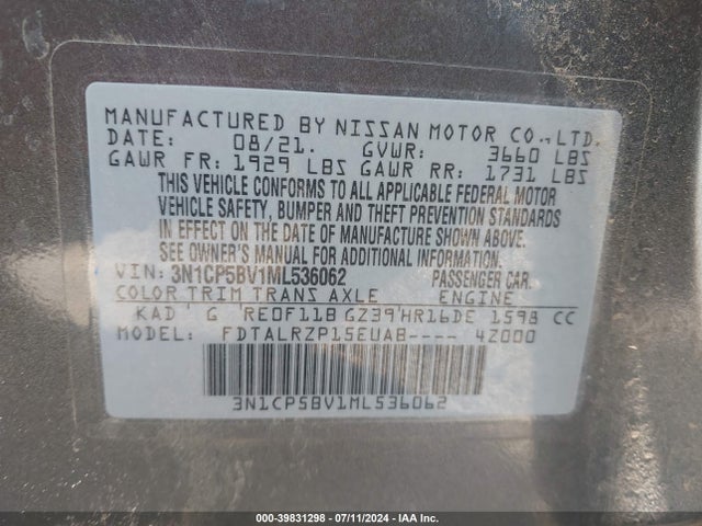 Nissan Kicks S Xtronic Cvt 2021 3N1CP5BV1ML536062 Image 9