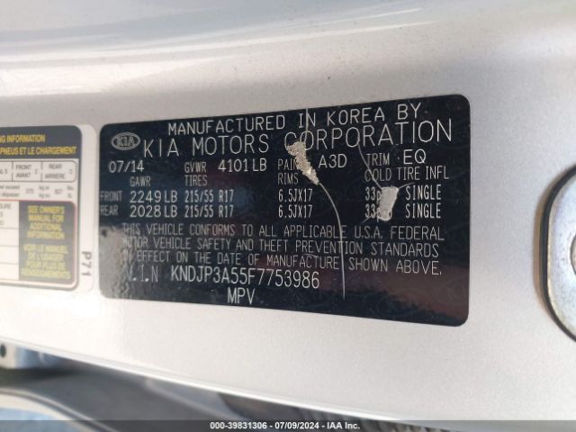 KNDJP3A55F7753986 KIA SOUL +