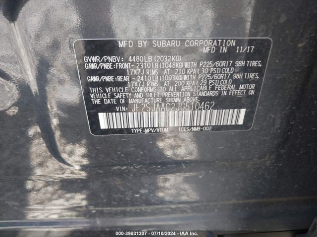 JF2SJAAC2JG510462 Subaru Forester 2.5i