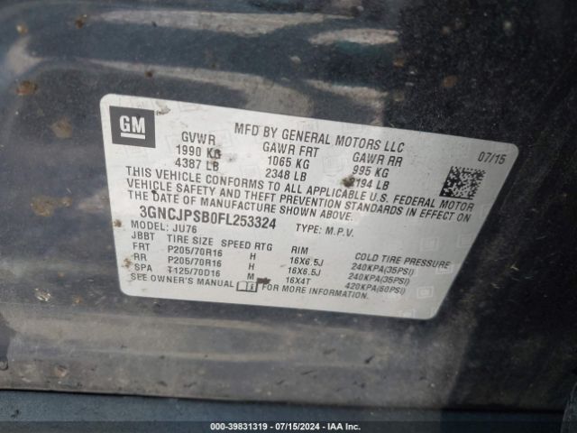 3GNCJPSB0FL253324 Chevrolet Trax 1ls