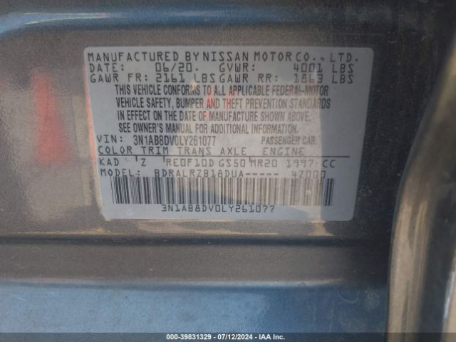 3N1AB8DV0LY261077 Nissan Sentra Sr Xtronic Cvt