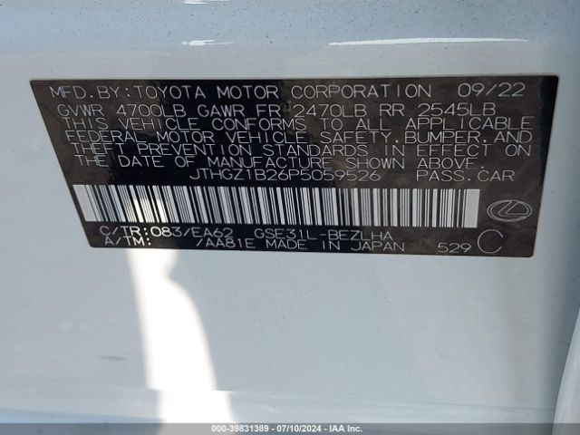 JTHGZ1B26P5059526 Lexus Is 350 F Sport