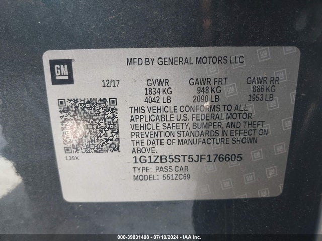Chevrolet Malibu 1ls 2018 1G1ZB5ST5JF176605 Image 9