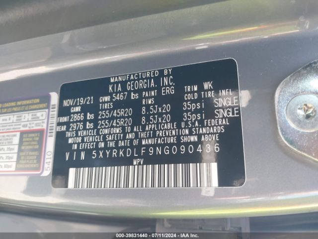 5XYRKDLF9NG090436 KIA Sorento X-line Sx Prestige