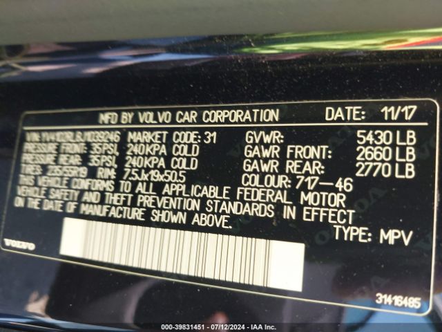 YV4102RL8J1039246 Volvo Xc60 T5 Inscription