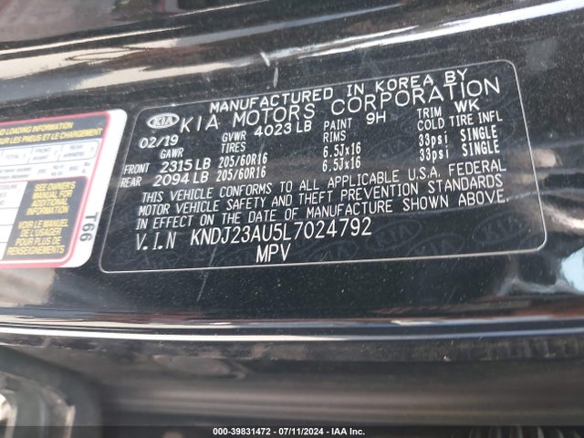 KIA SOUL LX 2020 KNDJ23AU5L7024792 Image 9