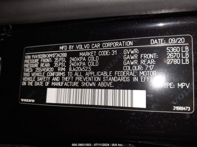 YV4102RKXM1734288 Volvo Xc60 T5 Momentum
