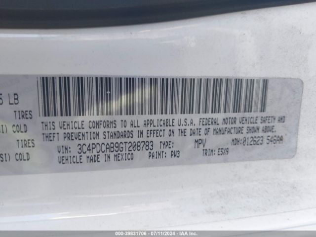 3C4PDCAB9GT208783 Dodge JOURNEY SE