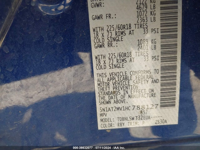 Nissan Rogue Sl 2017 5N1AT2MV1HC788127 Image 9