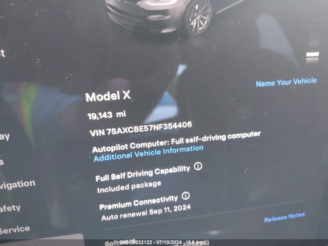 7SAXCBE57NF354406 Tesla Model X Dual Motor All-wheel Drive