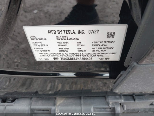 7SAXCBE57NF354406 Tesla Model X Dual Motor All-wheel Drive