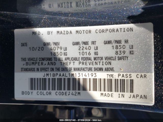 JM1BPAAL1M1314193 Mazda Mazda3 2.5 S