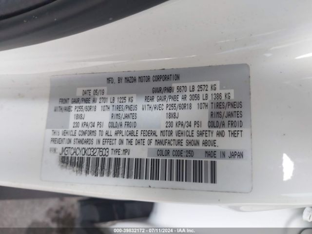 JM3TCACY0K0327603 Mazda Cx-9 Touring