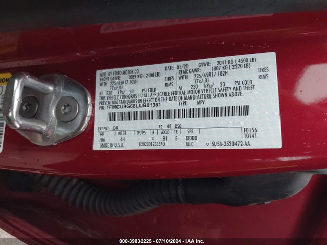 Ford ESCAPE SE 2020 1FMCU9G68LUB01361 Image 9