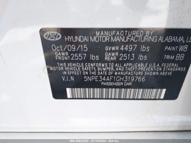 5NPE34AF1GH319766 Hyundai Sonata Limited