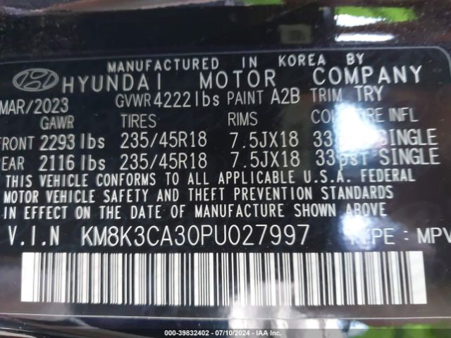 KM8K3CA30PU027997 Hyundai Kona N Line