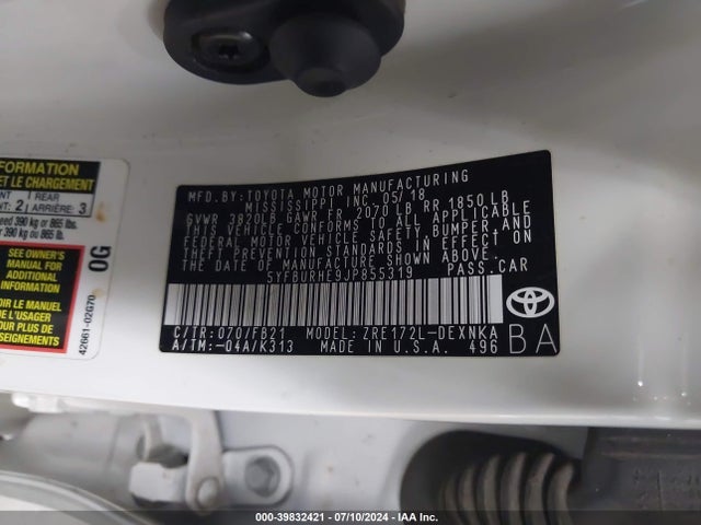 Toyota COROLLA LE 2018 5YFBURHE9JP855319 Image 9