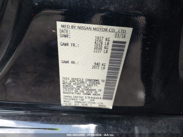 Nissan Altima 2.5 Sr 2016 1N4AL3AP2GC194604 Image 9