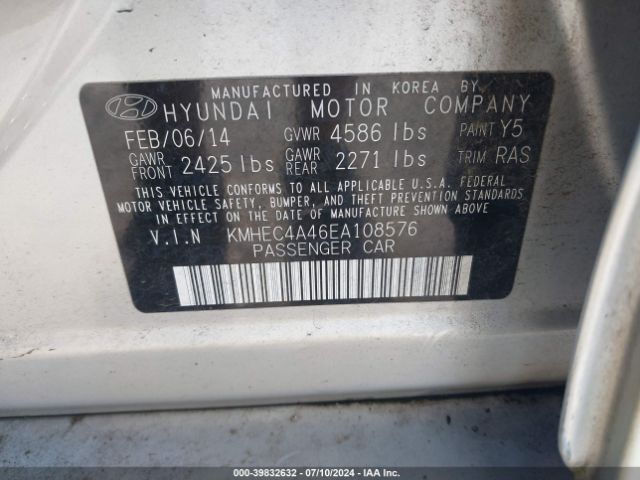 KMHEC4A46EA108576 Hyundai Sonata Hybrid Limited