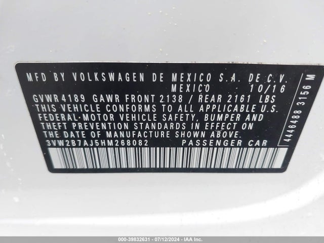 3VW2B7AJ5HM268082 Volkswagen Jetta 1.4t S