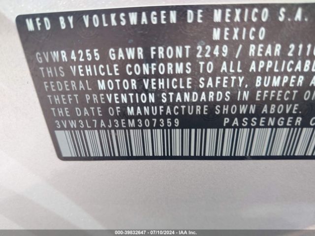 3VW3L7AJ3EM307359 Volkswagen Jetta 2.0l Tdi Value Edition