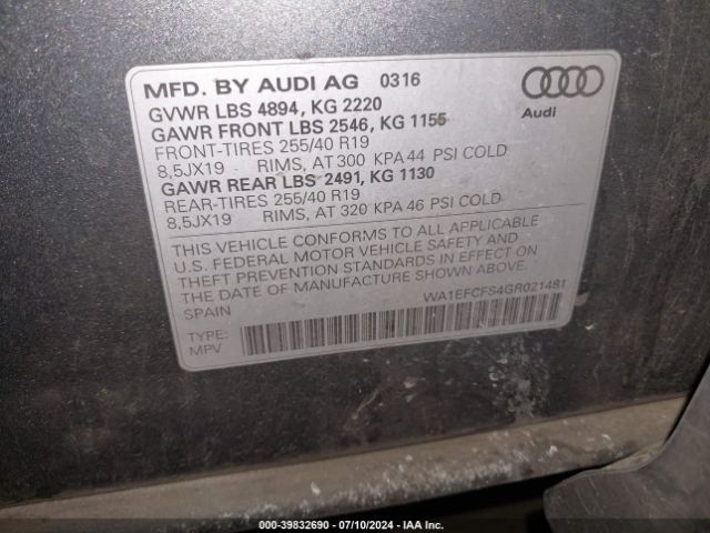 WA1EFCFS4GR021481 Audi Q3 2.0t Premium Plus