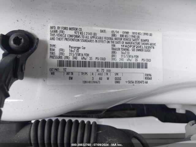 Ford FOCUS SE 2014 1FADP3F20EL322978 Image 9