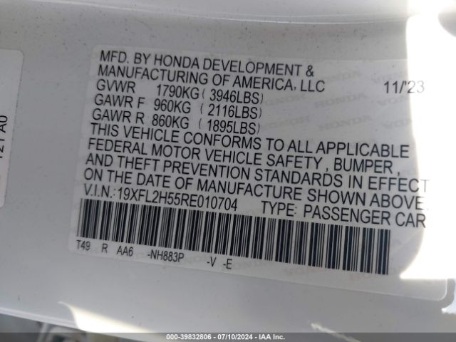 19XFL2H55RE010704 Honda Civic Lx