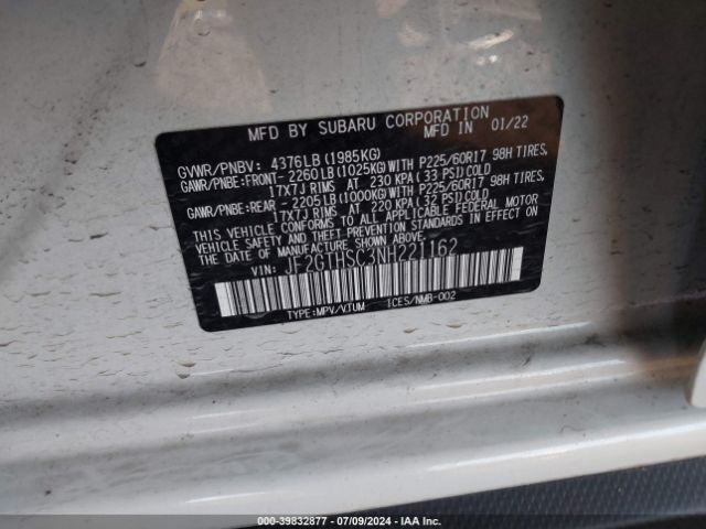 JF2GTHSC3NH221162 Subaru Crosstrek Sport