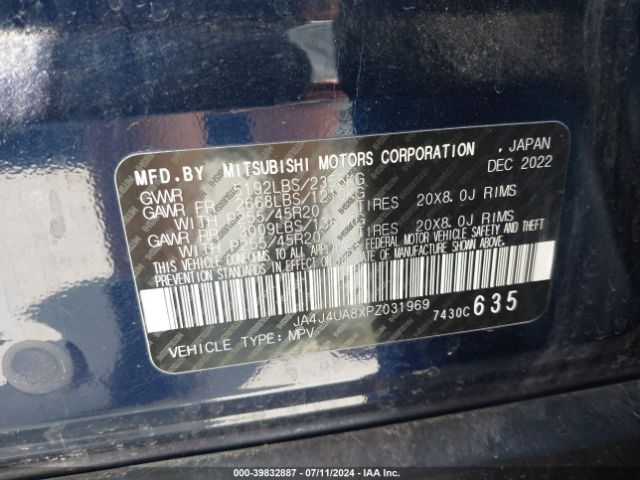 JA4J4UA8XPZ031969 Mitsubishi Outlander Ralliart S-awc/se 2.5 S-awc/se Black Edition S-awc/se Special Editiont S-awc