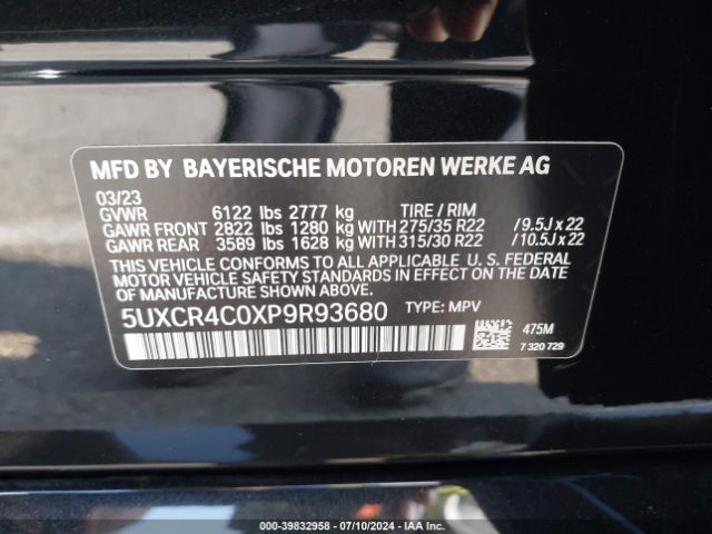 5UXCR4C0XP9R93680 BMW X5 Sdrive40i