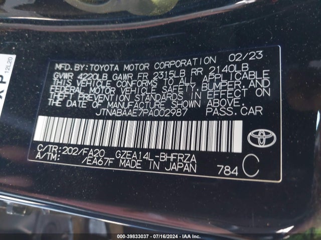 Toyota Gr Corolla Core 2023 JTNABAAE7PA002987 Image 9