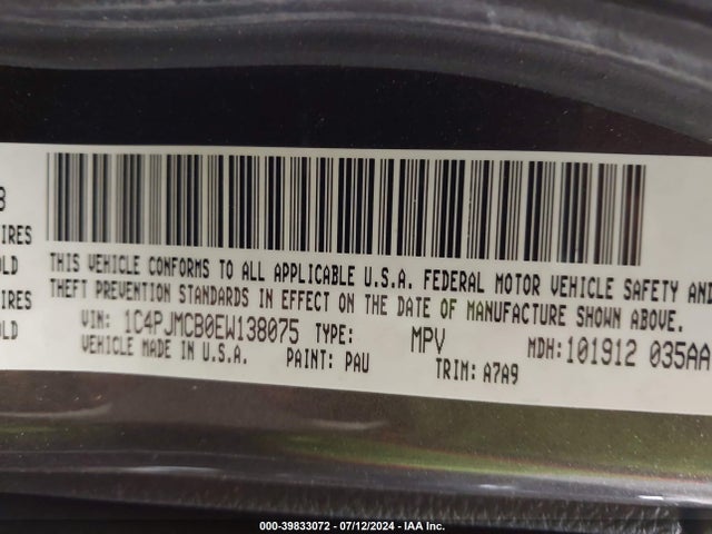 1C4PJMCB0EW138075 Jeep Cherokee Latitude
