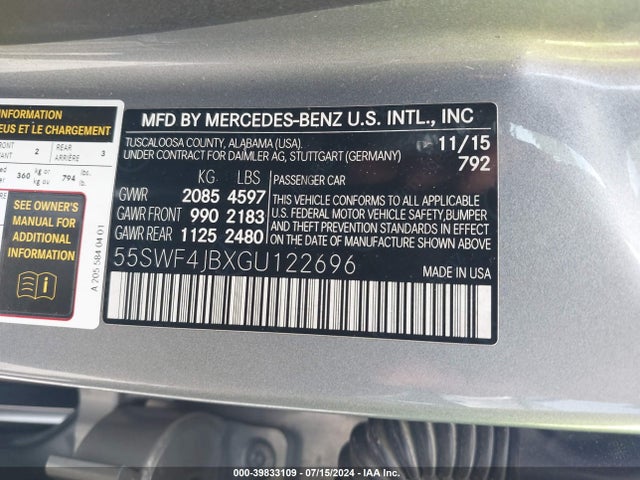 55SWF4JBXGU122696 Mercedes-Benz C 300 Luxury/sport