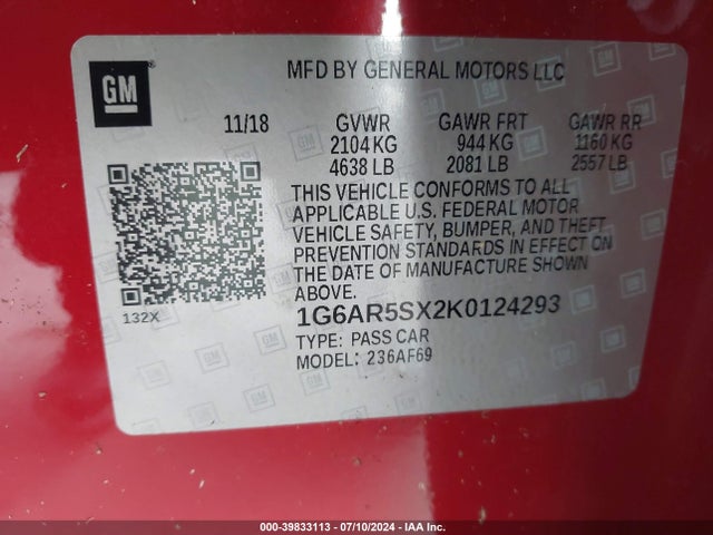 Cadillac CTS LUXURY 2019 1G6AR5SX2K0124293 Image 9