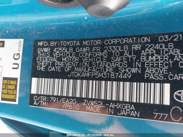 Toyota Prius Prime Limited 2021 JTDKAMFP5M3187449 Image 9