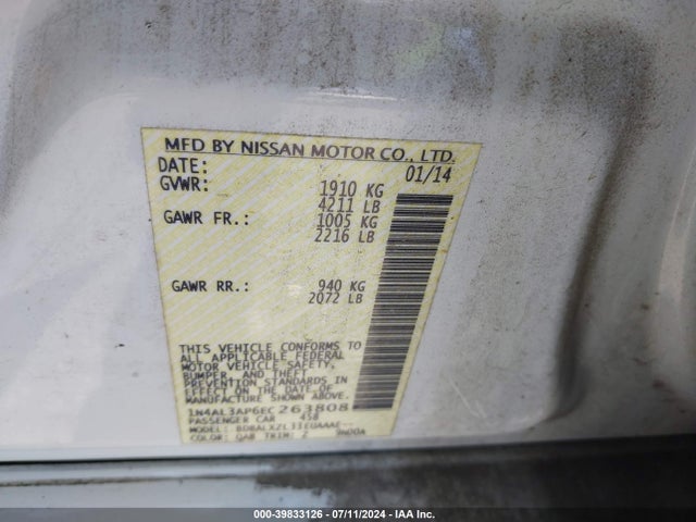 Nissan Altima 2.5 Sl 2014 1N4AL3AP6EC263808 Image 9