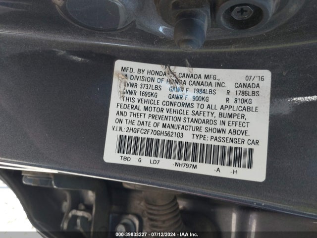Honda k20c2 2016 2HGFC2F70GH562103 Image 26