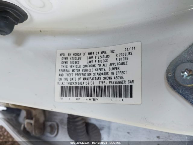 1HGCR2F38EA136136 Honda ACCORD LX