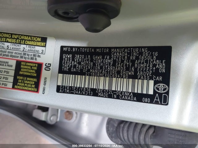 Toyota Corolla Le Plus 2016 2T1BURHEXGC694780 Image 9