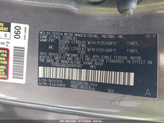 Toyota Sienna L 7 Passenger 2017 5TDZZ3DC0HS895887 Image 9