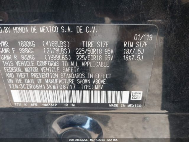 3CZRU6H13KM708717 Honda HR-V SPORT