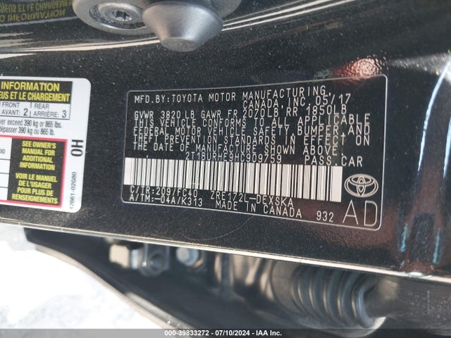 Toyota COROLLA SE 2017 2T1BURHE9HC909759 Image 9