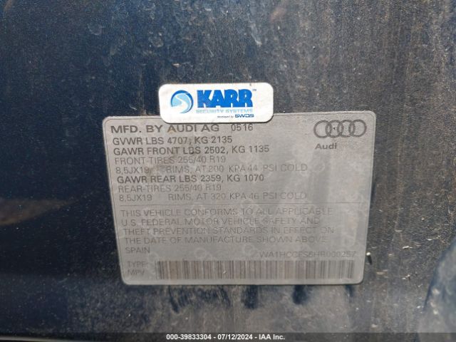 WA1HCCFS5HR000257 Audi Q3 2.0t Premium