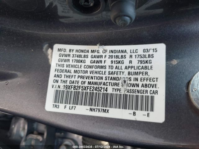 19XFB2F5XFE245214 Honda Civic Lx