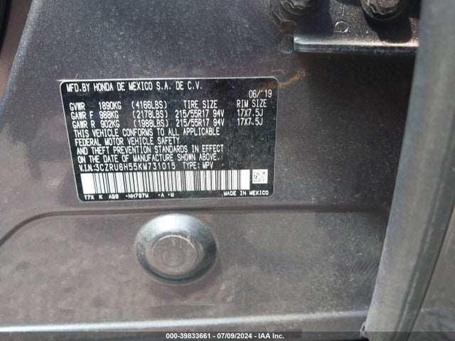 Honda HR-V EX 2019 3CZRU6H55KM731015 Image 9