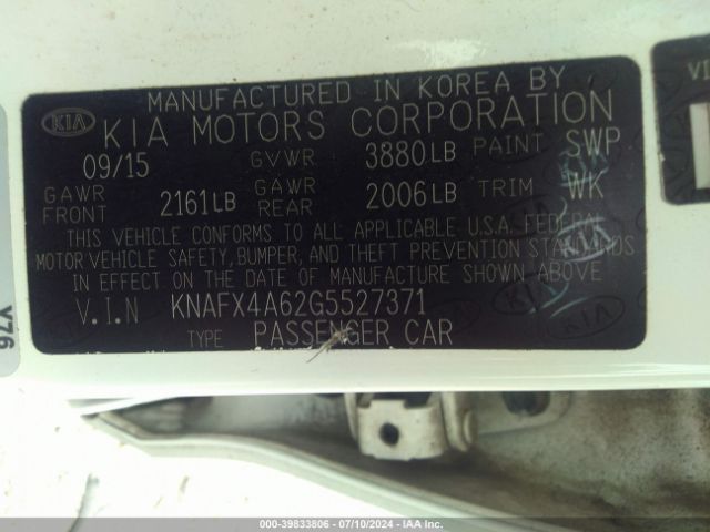 KNAFX4A62G5527371 KIA FORTE LX